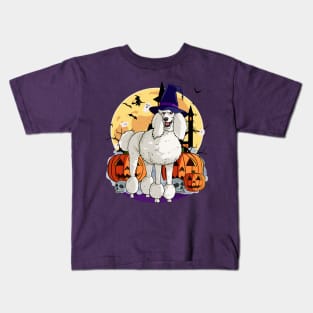 Standard Poodle Halloween Witch Pumpkin Kids T-Shirt